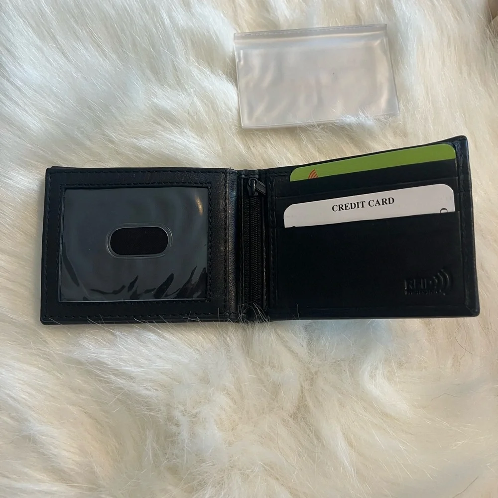 Black Leather RFID Bifold Wallet